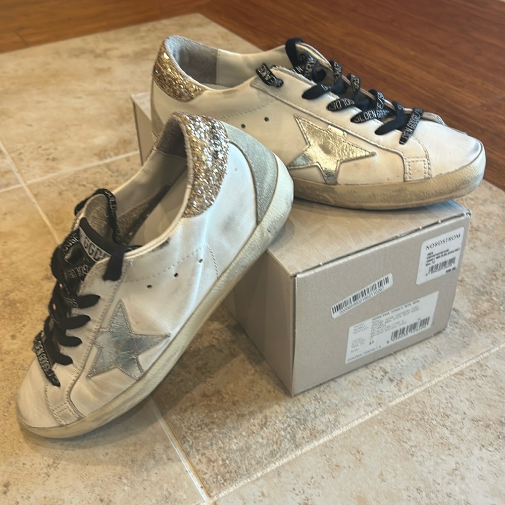 Golden Goose Superstar Glitter Leather Low-Top Sneakers
